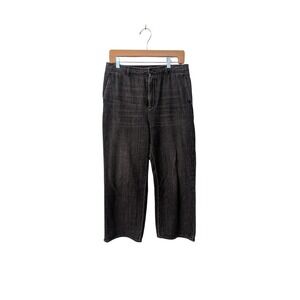 Leon & Harper Patrick PLN Black Faded Canvas High Rise Wide Leg Pants Crop US 8